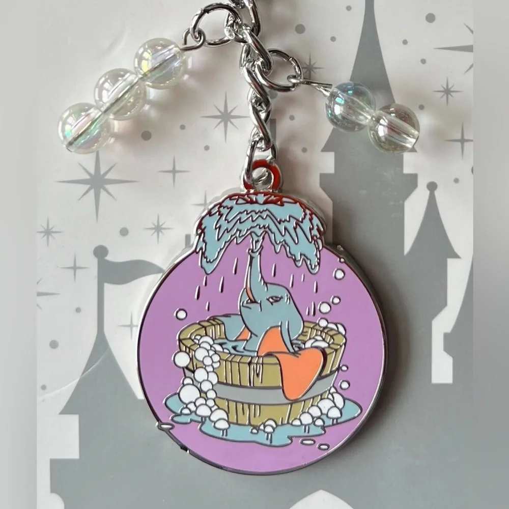 Disney Parks Dumbo's Bathtime Keychain Bag Charm Bubbles Tub